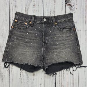 Levi's Wedgie Fit Women's Size 28 Rhinestone Faded Black High Rise Denim Shorts